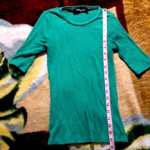 Reformation Green Ribbed Knit Top Size Small